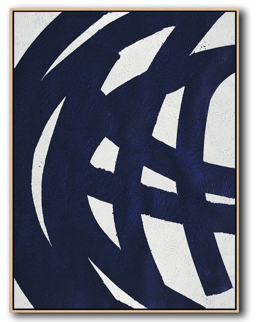 Buy Hand Painted Navy Blue Abstract Painting Online - Canvas Wall Prints From Photos Huge